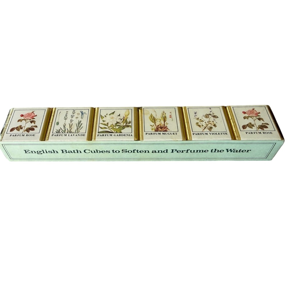 Vintage Simmette Bath Cubes Made in England Boxed Set 6 Floral Scents NOS Sealed